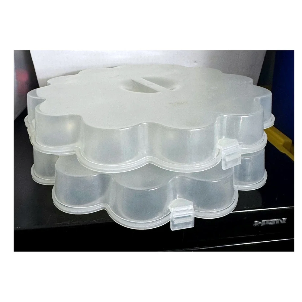 Set of 2 Stackable Deviled Egg Carriers 18 Slot Clear Plastic Trays with Lids